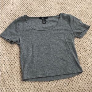 Dark grey crop tee, size S